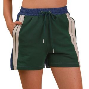 Very J Denim-Terry Mix Casual Shorts Green Denim Size Medium